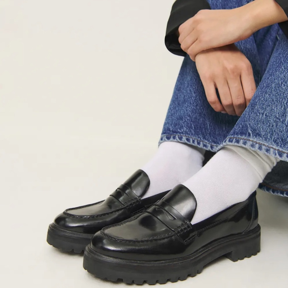 REFORMATION Agathea Chunky Black Loafers | 7